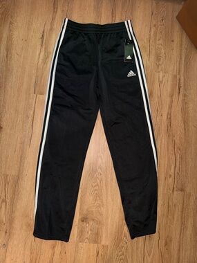 adidas Kids Black Joggers with White Side Stripes NEW WITH TAGS SIZE LARGE